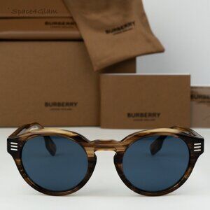 BRAND NEW Burberry BE4404 409680 Brown Dark Blue Oval Unisex Sunglasses BE 4404